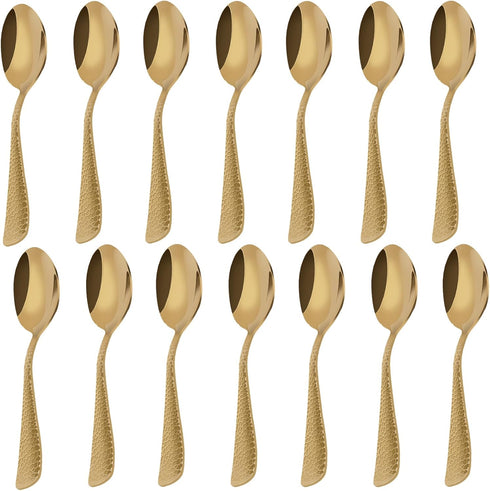 HANSGO 14PCS Hammered Coffee Spoons, Stainless Steel Espresso Spoons Gold Tea Spoons for Dessert Coffee Tea...