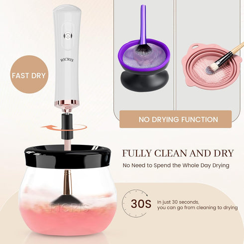 Electric Makeup Brush Cleaner and Dryer Machine - Super Fast Cleaning and Dry Make Up Brushes - Automatic Cosmetic Brush Cleanser Remove Tool for ...