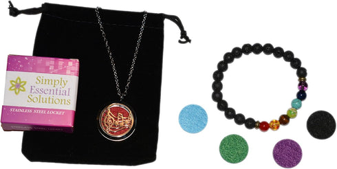 Aromatherapy Essential Oil Diffuser Stainless Steel 30MM Silver Magnetic Locket Pendant with Chain Necklace and Colored Refill Pads & Diffuser Bra...