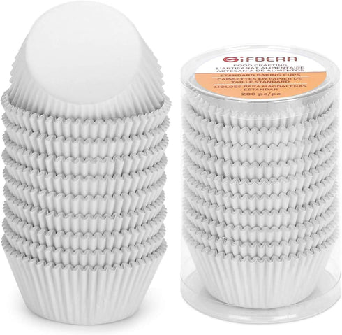 Gifbera White Metallic Foil Cupcake Liners Standard Size Baking Cups, 200-Count...