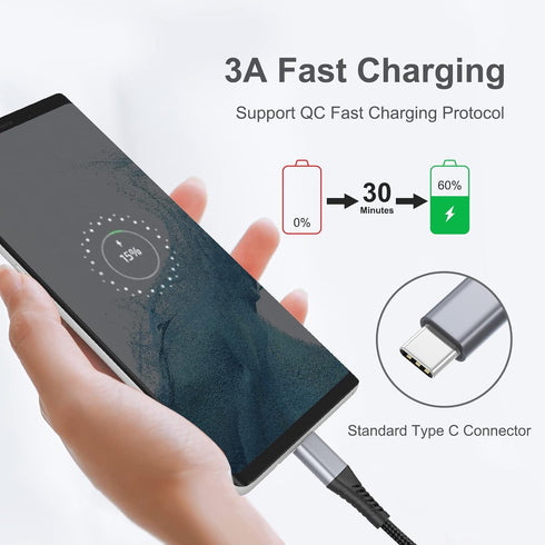 2 FT USB C Cable Short, 3 Pack Braided USB to USB C Cable 2 Foot USB Type C Cable Fast Charging Car Charger Android for iPhone 15 Pro Max, Samsung...