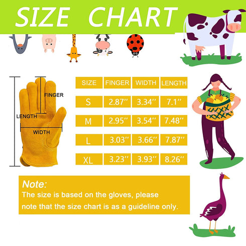 Kids Work Gloves Age 2-14, Extra Soft Deerskin Suede, Durable, Flexible Toddler Youth Genuine Leather Gloves for Kids Yard Work, Working, Gardenin...