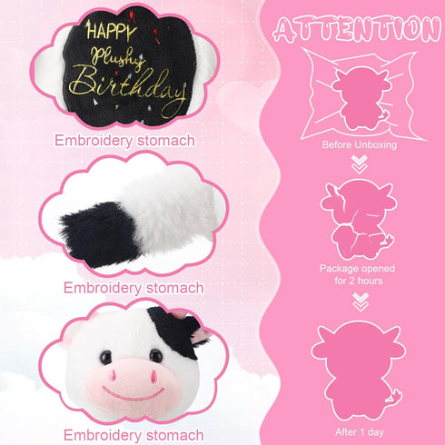 9.8" Happy Plushy Birthday Cow Toys Cow Stuffed Animals Cute Soft Birthday Cow Plush Gifts Birthday Party Decorations for Boys Girls...