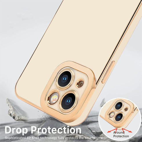 Lafunda Compatible for iPhone 13 Case Cute, Luxury Golden Edge Electroplate Case for Women Girls, Full Camera Protection Shockproof Anti-Scratch S...