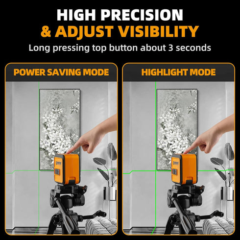 Laser Level Self Leveling - 98Ft/30M Dual Modules Green Cross Line Laser Leveler Tool for Indoor Outdoor Construction Picture Hanging Home Renovat...