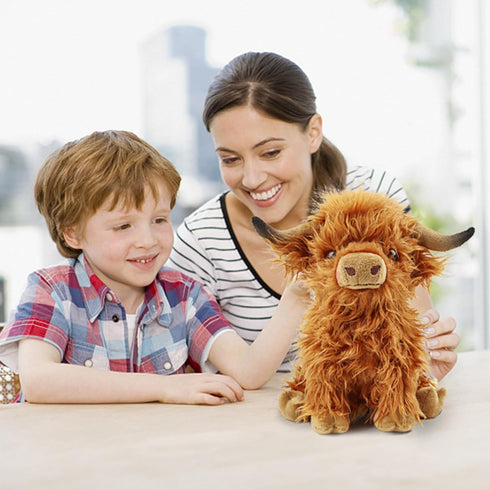 Highland Cows Stuffed Animal Realistic Scottish Cow Plush Toy Soft Farm Animal Cattle Plushie Doll Present for Adults Kids Boys Girls (Brown Cow, ...