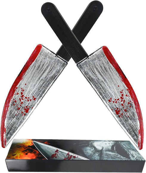 Knife Prop,2 PCS Halloween Plastic Fake Knife,Realistic Looking Prank Toy,Halloween Fake Decoration Plastic Slasher Knife,Cosplay Horror Party Sup...