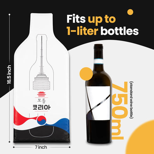 Bottle Korea | Triple-Layer Reusable Wine Travel Protector Sleeves for Glass Bottles | Impact & Leak Resistant | Bag Luggage | Airplane Cruise Car...