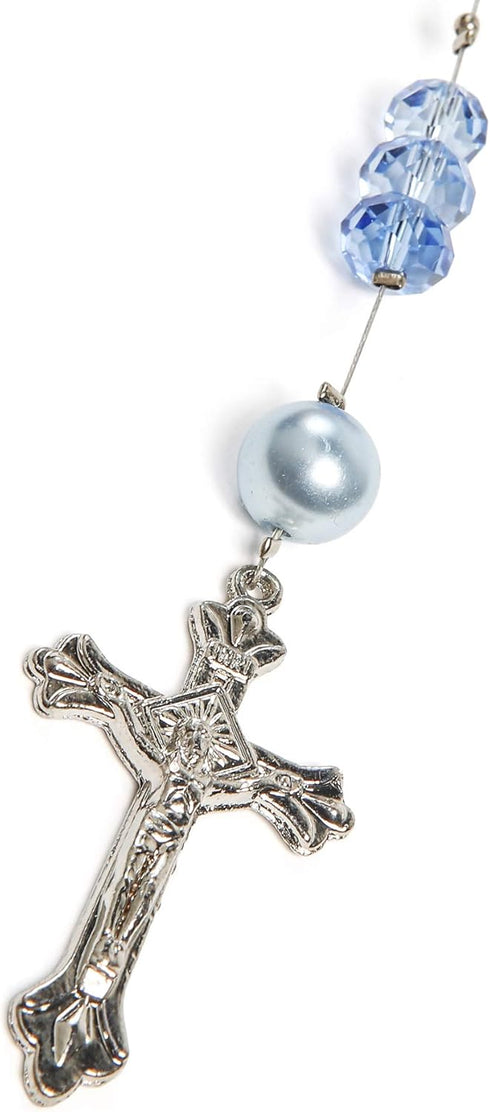 Linpeng Sky Blue Glass Crystal Pearl Beads Rosary Jewerly Kit, Rosary Making Supplies, Gift for Beader, 1 Pack...