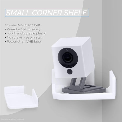 Mini Corner Shelf Mount for Security Cameras, Baby Monitors, Speakers, Plants & More, Universal Holder, Strong Adheasive, Easy to Install, No Mess...