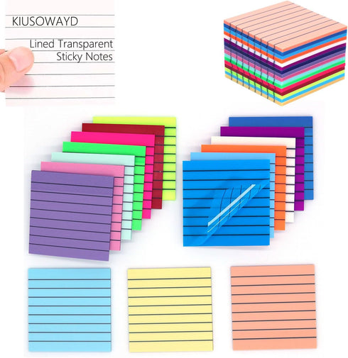 800 Sheets Lined Sticky Notes, 3x3 in, 16 Pads Sticky Notes, Bright Post Stickies Multi Colors Square Self Pad Its Meeting Note for Office Homesch...