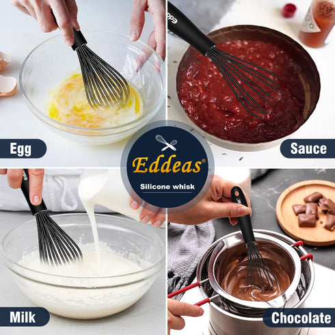 Mini Silicone Whisk, Small Silicone Whisk 7+9in, BPA free Non Scratch Coated Protect your Ceramic Pots and Pan.Perfect for Whisking, Beating, Mixi...