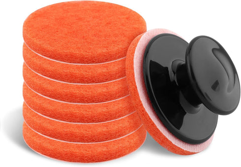Griddle Cleaning Kit, 7 Scrubber Pads + 1 Handle, Reusable Scouring Pad, Multi-Purpose Scrubber for Pots, Pans, Grills, Ovens, Sinks...