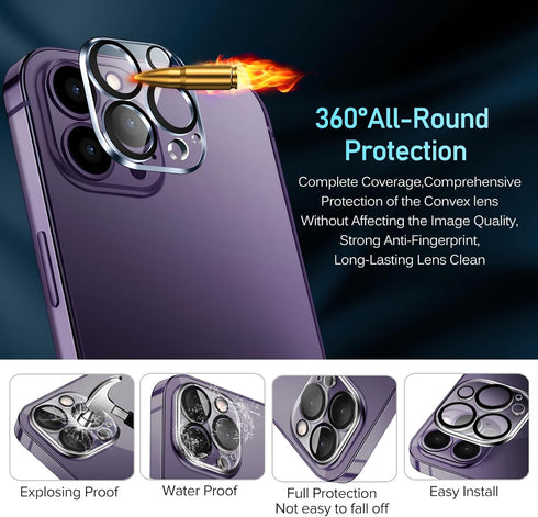 ivoler 4-Pack Camera Lens Protector for iPhone 14 Pro Max, iPhone 15 Pro Max 6.7'', iPhone 15 Pro,iPhone 14 Pro 6.1'' Tempered Glass Camera lens S...
