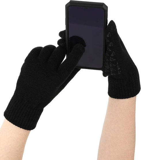 Men Beanie Winter Hat Scarf Touchscreen Gloves Set Winter Warm Skull Caps for Women Men (Black)...