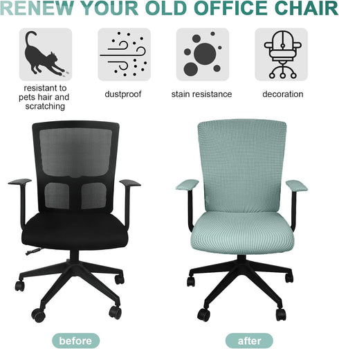 Tatuo 3 Pcs Computer Office Chair Cover Universal Rotating Chair Slipcovers Protector Removable Washable Office Chair Armrest Covers with Zipper f...