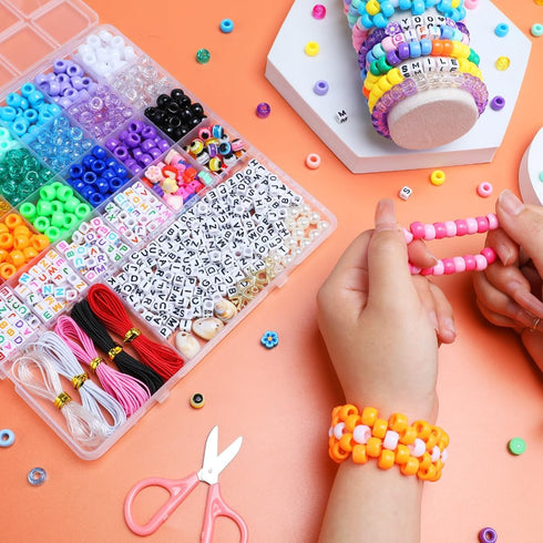 GAGANIU Bracelet Making Kit, Friendship Bracelet Kit Beads for bracelets making Colorful Pony Beads Polymer Clay Beads Charms Letter Beads for jew...