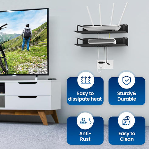 Floating Shelf For Projector Aluminum Alloy, Wifi Router Wall Mount Shelf, Cable Box Shelf For Wall Mounted Tv, Dvd Player Shelf, Shelf For Projec...