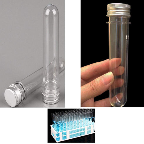 Test Tubes 25x140mm(40ml), Clear Plastic Tubes with Screw Caps for Science Experiment Party Decoration Christmas Birthday Gifts Candy Storage...