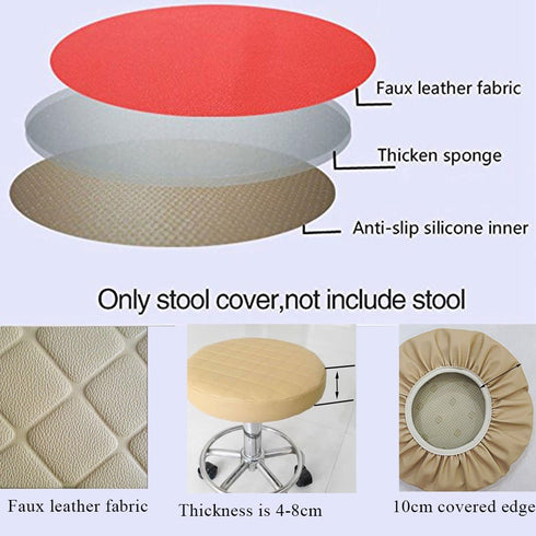 Levoberg Round Stool Cushion Faux Leather Barstool Chair Cover with Elastic 13.77inch Brown Lattice...
