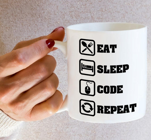 Retreez Funny Mug - Eat Sleep Code Repeat Programmer Software Engineer 11 Oz Ceramic Coffee Mugs - Funny, Sarcasm, Sarcastic, Inspirational birthd...