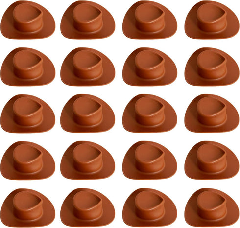 20 Pieces Plastic Mini Cowboy Hat for Crafts Mini Cowboy Hats Mini Sombrero Hats Drink Hat Cowgirl Hat Doll Hat Mini Cowgirl Hats for Drinks(Brown...