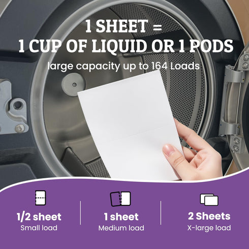 Laundry Detergent Sheets, lavender, 164 Loads, Eco Laundry Strip for Travel & Home - Plastic-Free Hypoallergenic LiquidLess Soap Strips, Plant-bas...