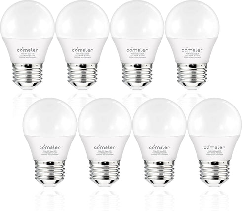comzler 8 Pack Appliance Light Bulb E26 Base, 6000K Cool Bright Daylight Light Bulbs, 60 Watt Equivalent Small Refrigerator Bulb, A15 Light Bulb f...