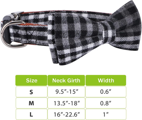 Soft &Comfy Bowtie Dog Collar,Detachable and Adjustable Bow Tie Collar,for Small Medium Large Pet (Medium (Pack of 1), Black and Whit)...