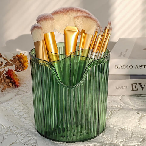 Makeup Brush Holder Makeup Organizer,4 Slot Eyeliner Eyelash Brush Makeup Brushes Cup Pen Holder for Vanity Decor Desk Storage, Bathroom Counterto...