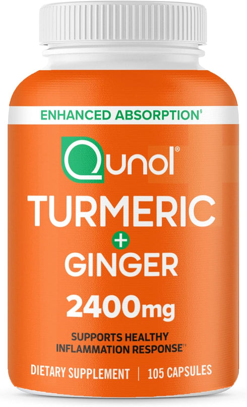 Qunol Turmeric Curcumin with Black Pepper & Ginger, 2400mg Turmeric Extract with 95% Curcuminoids, Extra Strength Supplement, Enhanced Absorption,...