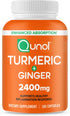 Qunol Turmeric Curcumin with Black Pepper & Ginger, 2400mg Turmeric Extract with 95% Curcuminoids, Extra Strength Supplement, Enhanced Absorption,...
