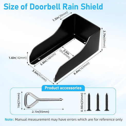Doorbell Rain Cover,Ring Doorbell Cover,Waterproof Ring Doorbell Anti-Glare Cover?Ring Doorbell Rain Shield/Protector/Plate/Guard,Suitable for Acc...