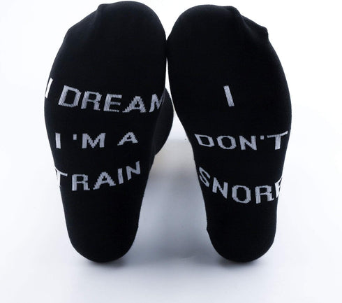 TSOTMO 2 Pairs Novelty Socks for Men I Don’t Snore I Dream I’m a Train Funny Socks for Dad Papa Boyfriend Husband...