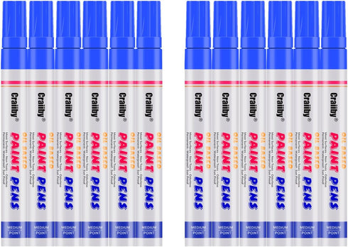 Blue Paint Markers, 12 Pack Oil-Based Waterproof Quick Dry Permanent Paint Pen Set for Rocks Painting, Wood, Fabric, Plastic, Canvas, Glass, Mugs,...