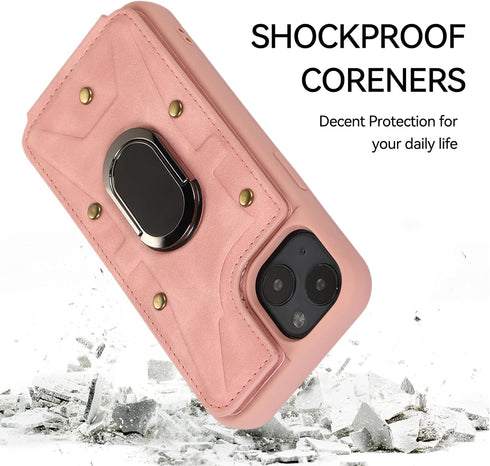 Asuwish Phone Case for iPhone 13 6.1 inch Wallet Cover with Tempered Glass Screen Protector and Ring Credit Card Holder Leather Cell Accessories i...