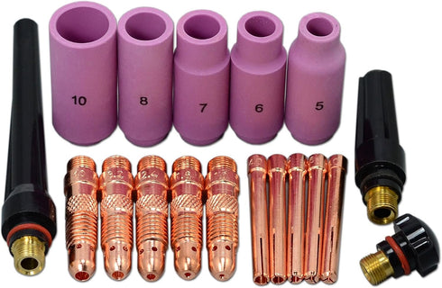 RIVERWELD 18pcs TIG Collet Bodies 10N30 10N31 10N32 10N28 406488 Collets Alumina Nozzle 10N49 10N48 10N47 10N46 10N45 TIG Back caps Assorted Size ...