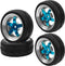 2.59in Rubber Tires & 12mm Hex Plastic Wheel Rims Set Compatible with Traxxas Kyosho HPI Tamiya Associated 1/10 RC On-Road Touring Car (Blue)...