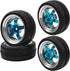 2.59in Rubber Tires & 12mm Hex Plastic Wheel Rims Set Compatible with Traxxas Kyosho HPI Tamiya Associated 1/10 RC On-Road Touring Car (Blue)...