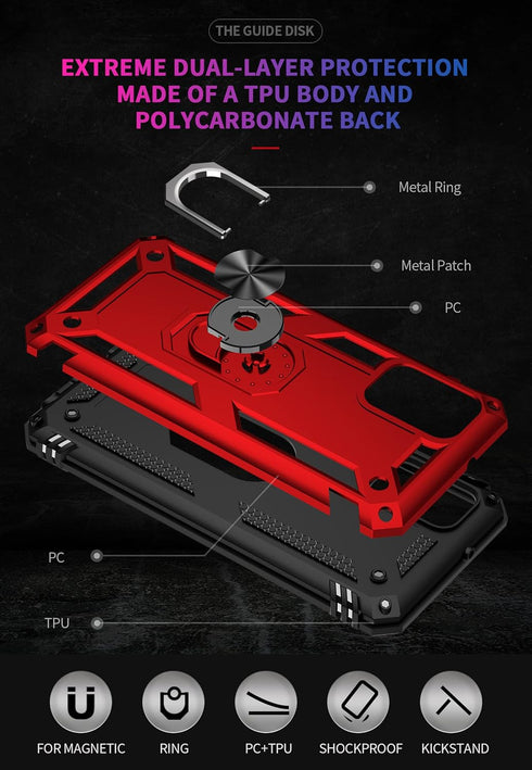 for Samsung Galaxy A03S Case with HD Screen Protector (Military Grade 16ft. Drop Tested) Magnetic Ring Holder Kickstand Protective Phone Case for ...