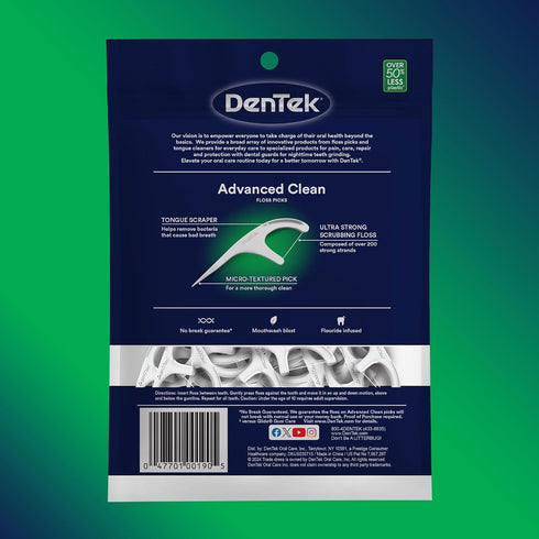 DenTek Triple Clean Advanced Clean Floss Picks, No Break & No Shred Floss, 150 Count, Pack of 3...