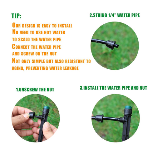 Drip Irrigation Emitters Sprayers for 1/4" Tubing, with Lock Barbed Adjustable 360 Degree Water Flow Drippers Sprayer for Garden Watering System. ...
