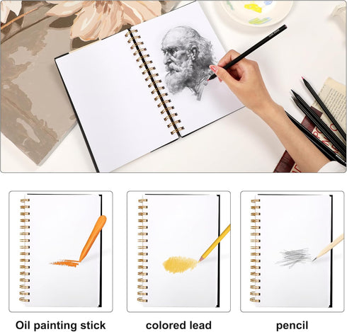 Yoment 5.5" x 8.5" Sketchbook for Drawing Small Spiral Bound Sketch Pad for Kids Hardcover Sketch Book(68lb/100gsm) Artist Drawing Blank Paper Not...