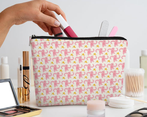 Pink Monkey Small Makeup Bag, Funny Zipper Travel Toiletry Cosmetic Bag,Gift for Teen Girls Women Monkey Lovers, Cute Makeup Bag Organizer...