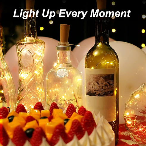 Aluan Wine Bottle Lights with Cork, 12 LED 10 Pack Fairy / String Lights Waterproof Battery Operated for Jar Party Wedding Christmas Festival Bar ...