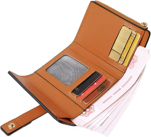 AOXONEL Small Womens Wallet Leather Wallets for Women Rfid Ladies Wallets Trifold Wallet Compact Thin with Card Slots and Zipper Coin Pocket (Whit...