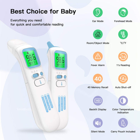 Touchless Thermometer for Adults,Forehead and Ear LCD Display Thermometer for Fever,Infrared Magnetic Thermometer for Baby Kids Surface and Room...