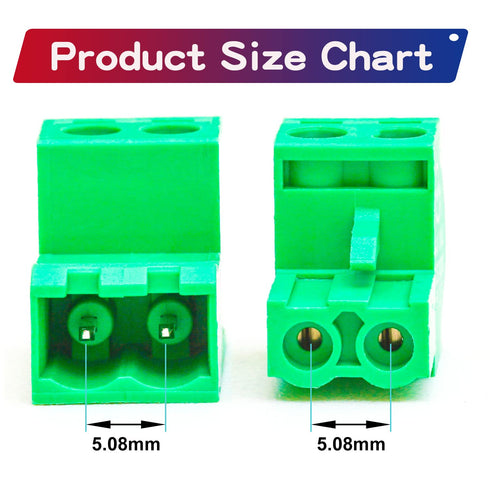 15 Set 5.08mm 2 Pin Male & Female Phoenix Type Connector No Soldering Green PCB Screw Terminal Block 2 Pole...