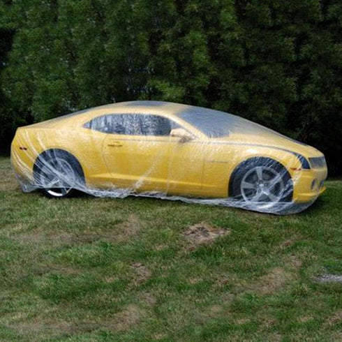Clear Plastic Disposable Universal Elastic Band Car Covers Rain Dust Garage Cover Waterproof Temporary Auto 12ft X 22ft...
