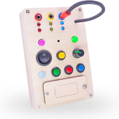 Montessori Busy Board Toddler Toys,Wooden Sensory Toys for Toddlers 1-3 with LED Light Up Buttons Baby Educational Toy Gifts for Kids 2-4 Fidget T...